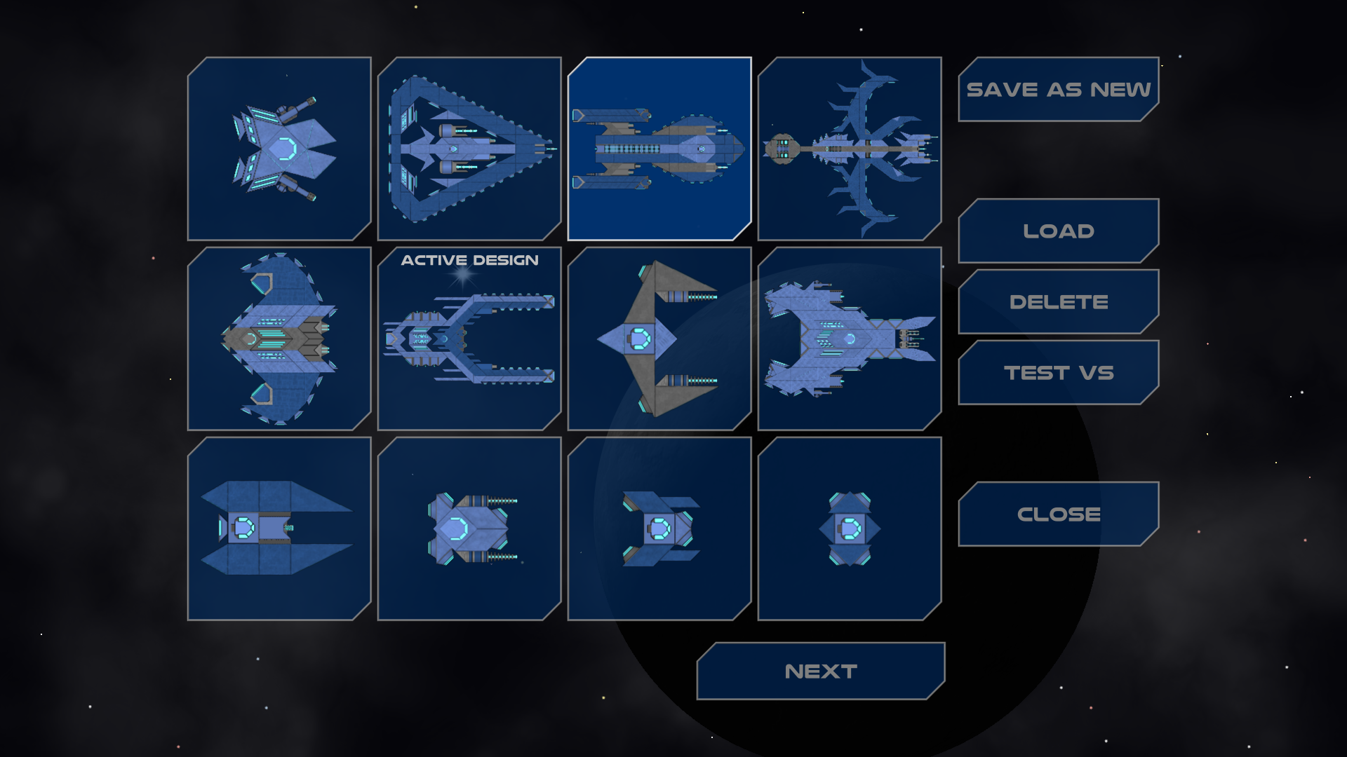 Screenshot of spaceship design library