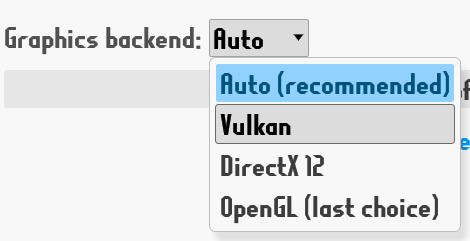 Changing rendering backend